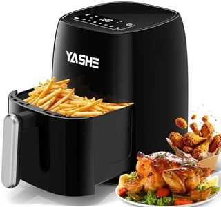 YASHE 4.2L Air Fryer with Tempered Glass LED Touch Screen, 1500W 6 Presets One-Touch Cooking, Adjustable Temp & Time, Dishwasher Safe Nonstick Basket, Oil-Free Healthy Cooking, 1–4 People