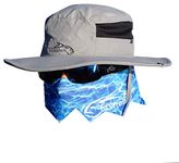 Fishoholic Fishing Hat - Bucket Boonie Hat - L/XL - Breathable Mesh & 2 Adjustable Straps - UPF50+ Sun Protection Wide Brim Hat or Sun Hat Fishaholic (Gry, L/XL)