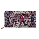 doginthehole Boho Elephant Print Purses for Women PU Leather Wallet Inserts for Credit Cards Long Clutch Cell Phone Case
