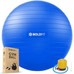 Boldfit Gym Ball for Exercise Anti Burst Exercise Ball with Foot Pump for Workout Yoga Ball for Women and Men Swiss Ball for Balance Stability Training, Birthing Ball for Pregnancy, Fitness 65cm-Blue