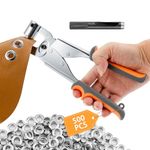 Ecraft Eyelet Plier Grommet Tool Kit: 3/8 Inch (10mm) Grommet with 500pcs Silver Grommets Press Handheld Puncher Plier Kits Eyelet Hole Punch Pliers Set Banner Maker Machine for Fabric Paper