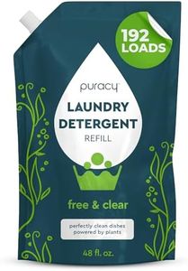 Puracy Liquid Enzyme Laundry Detergent Refill-1,4 Dioxane Free, Natural, Scent-Free Gentle Laundry Detergent Liquid Concentrate Laundry Pouch with Stain Fighting Enzymes 192 loads Free & Clear, 48 oz