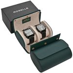 Genuine Leather Watch Roll Travel Case - Watch Roll Case For 2 Watches With Luxury Lining - Protect, Travel,Store, & Display Fine Timepieces (Green-2 Slots)