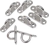 BELLE VOUS M8 Stainless Steel Pad Eye Plate Hooks (8 Pack) - Heavy Duty U-Shaped Wall/Ceiling Mount Rectangle Staple Hook (80 x 26mm) - Holds up to 200kg - Hardware Ring Hooks for Hanging