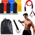 3 Pcs Baseball Exercise Bands with Interchangeable Baseball Grip, Resistance Band Baseball Rubber Baseball Throwing Trainer with Storage Bag for Youth Adults Softball Trainer training Hitting Pitching