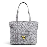 Vera Bradley Cotton Collegiate Vera Tote Bag (Multiple Teams Available), West Virginia University Gray/White Bandana, One Size