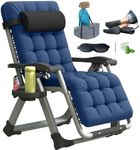 YOMIFUN Zero Gravity Lounge Chair XL, Oversized 29” Width Padded Recliner Chair W/Removable Cushion & Storage Bag, Footrest Cushion, Cup Holder, Adj Headrest for Indoor Outdoor, Blue