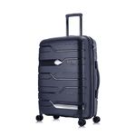 Nasher Miles Paris Hard-Sided Polypropylene Spinner 8 Wheels Check-In Luggage Navy Blue 28 Inch |75Cm Trolley Bag,65 Cm,Medium