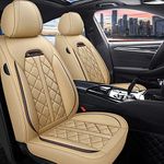 Maidao Seat Covers for Toyota Tundra Seat Cushions,Full 5 Pieces Waterproof front and back set,PU Leather Car Seat Cover Set Full Beige