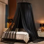 Padiouxs Luxurious Canopy Bed Curtains for Girls, Adults,Children Double Layers Princess Bed Canopy- Round Dome Lace Princess Mosquito Bedding Net for Twin Full Queen King Size(Black)…