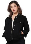 Dream of Glory Inc. Women's Regular Fit Denim Jacket (DOGI-WDJ_Black_XL)