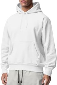 Generisch Felpa da uomo basic, con cappuccio, streetwear, per le mezze stagioni, da uomo, per fitness, allenamento, sport, stile casual, basic, inverno, primavera, bianco, XL