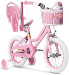 Glaf Toddler Bike 3-5 12 14 16 20 Inch Girls Bike Training Wheels and Baby Doll Seat for 2-12 Years Old Kids Bike Bicycle with Basket Adjustable Seat