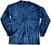 Colortone Youth & Adult Tie Dye Long Sleeve T-Shirt, Spider Navy, Medium