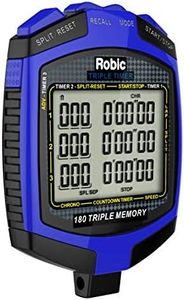 Robic Exclusively...Use it as a Single, Double or Triple Timer; Track up to 3 Competitors or Activities at once; up to 540 Memory Recall SC-899, Blue/Black