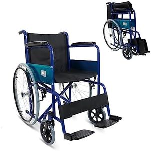 Mobiclinic®, Silla de ruedas plegable, Alcázar, Autopropulsable, Freno de estacionamiento, Marca española, Reposapiés abatibles, Reposabrazos acolchados, Resistente, Asiento 46 cm, Ruedas macizas