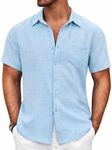 COOFANDY Mens Short Sleeve Button Down Shirt Casual Summer Beach Shirts