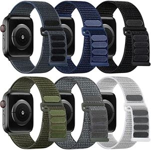 WJK Stretchy Sport Nylon Straps for Apple Watch Bands Women Men 44mm 40mm 38mm 49mm 45mm 41mm 42mm for iWatch SE2 Series 10 9-1, 6 Pack