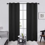 Deconovo Blackout Curtains for Living Room, Room Darkening Curtain Panel for Bedroom, Thermal Insulated Window Curtain, 1 Panel, Black, 42 W x 84 L Inch Long Curtain