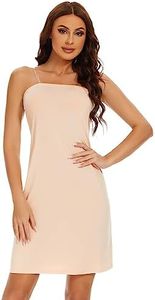 MANCYFIT Women's Full Slips Dress Tube Top Strapless Slips for Under Dresses Invisible Straps Nude Medium