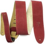 Perri’s Leathers Ltd. - Guitar Strap - Suede - Sheepskin Pad - Red - Adjustable - For Acoustic/Bass/Electric Guitars - Made in Canada (DL325S-203)