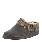 Clarks Angelina Women's Knitted Collar Clog Slipper, Premium Suede Grey, 6