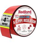 Redford Supply Co. 4 Inch AC Pipe Insulation - AC Line Insulation Wrap, AC Tape, AC Hose Insulation, HVAC Tape, Pipe Wrap Insulation Tape, Foam Tape Outdoor Pipe Tape, Rubber Tape (4 in x 14 ft)