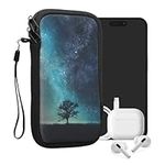 kwmobile Neoprene Sleeve for Smartphone Size XL - 6.7/6.8" - Shock Absorbing Pouch Case - Protective Phone Bag - Cosmic Nature Blue/Grey/Black