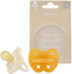 HEVEA Natural Rubber Pacifier Soother Round 3-36 Months Two-Pack - Milky White & Natural
