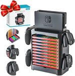 Skywin- Game Storage Tower Compatible With Nintendo Switch, Nintendo Switch Stand Holder, Game Disk Rack, Controller Organizer, Switch Holder Stand for Gamers (Black)