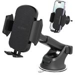 YIANERM Car Phone Holder Dashboard Mount, Windscreen Phone Holder for Car,Suction Cup Car Phone Mount with Air Vent Hook Clip,Adjustable Car Phone Cradle for All 4.0 to 7.0 inch Smartphones (Black)