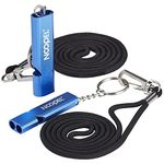 Emergency Survival Whistle Noopel Double Tubes Safety Whistles 2 pack with lanyard and keychain for Boating Outdoor Camping Hiking Hunting Sports Dog Training (2 Pack Blue)