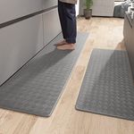 Color&Geometry 2 Pieces Anti Fatigue Cushioned Kitchen Mats, 4Ft 6Ft Memory Foam Kitchen Rug Set Comfort Standing Mat, Waterproof Oil Proof Non-Skid/Slip Rubber Back Kitchen Floor Mat, Grey