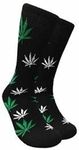 BUNFIREs 1Pair Mens Women Rasta Stripe Socca Socks Marijuana Weed Leaf Casual soccer Weed Skateboard Sock 10-13 (White-Leaf-Stp)