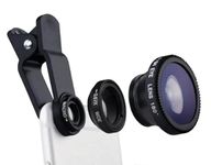 REDWIND Universal HD Camera Lens Kit 180 Degree Fish Eye+0.65X Wide Angle+10X Macro Lens Glass & Aluminum Alloy Shot Clip Attachments Compatible with iPhone iPad Android Smartphone & Tablets