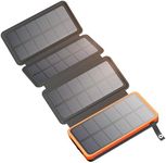 FEELLE Solar Charger Power Bank - 25000mAh Portable Phone Charger 3A Fast Charging External Battery Pack with 4 Solar Panels for Phone Outdoor Camping Orange