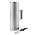 Flexzion Metal Guiro with Scraper Shack 4" x 12" - Merengue Guira Dominicana - Round Cylinder Stainless Steel Hand Musical Instrument Percussion for Jazz Bands, Concerts, and Live Performances