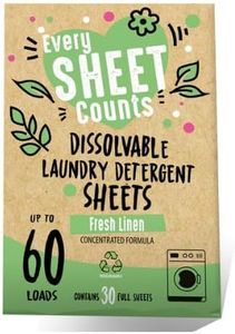 EVERY SHEET COUNTS Laundry Detergent Sheet, Fresh Linen Scent, Biodegradable, Eco Friendly, Travel Size