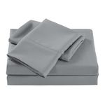 AIREOLUX Egyptian Cotton King Sheets Set Soft Silver - 1000 Thread Count Sateen Luxury Sheets - & Silky King Size Sheets, Breathable & Cooling Bedding (18" Deep Pocket - King, Soft Silver)