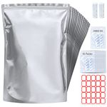 15 Pack 5 Gallon Mylar Bags with Oxygen Absorbers - 10.5 Mil Mylar Bags for Food Storage with 15 Single Sealed 2000cc Oxygen Absorbers & Labels & Clips - for Long Term Food Storage