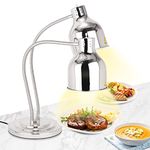 YJINGRUI Free Standing Food Warming Lamp 2 * 250W Silver Buffet Food Heating Lamp with Hose Stretchable up to 70cm for Buffet Kitchen Restaurant (Double Bulbs)