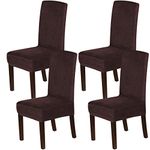 H.VERSAILTEX Velvet Dining Chair Covers Stretch Chair Covers for Dining Room Set of 4 Parson Chair Slipcovers Chair Protectors Covers Dining, Soft Thick Solid Velvet Fabric Washable, Brown