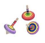 CHANNAPATNA TOYS Wooden Spinning Tops for Kids (3 Years+) - Set of 3 Pcs - Multicolor - Curiosity & Fine Motor Skills