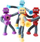 SANTALON Bendable Robot Figures, Flexible Robot, Telescopic Suction Cup Robot Toy, Pop Tubes, Fidget Tubes Sensory Toys for Girls Boys (Multicolor) (4 Pieces)