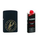 Combo of Zippo Scorpio Zodiac Sign Design Windproof Pocket Lighter and 4 oz. Premium Lighter Fluid