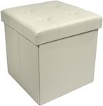 Sorbus Storage Ottoman Bench, Folding Cube Ottoman, Great for Hassock, Foot Stool, Seat, Coffee Table, Storage Chest, and More Contemporary, Faux Leather (Beige)