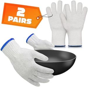 Heat Resistant Gloves for Cooking - 2 Pairs Heat Resistant Oven Gloves Kitchen Gloves for Cooking 932°F White Cotton Gloves Women - Cooking Baking Grilling Gloves - Outdoor Cooking Food Gloves