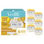 Gillette Venus ComfortGlide Plus Olay Coconut Women's Razor Blade Refills, 6 Count (Pack of 1)