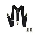 Lolitarcrafts Child Kids Suspenders and 2 Clips Sets for Boys Girls (Black)