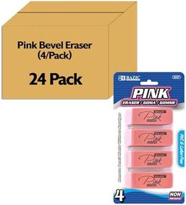 BAZIC Products Pink Eraser, Latex Free Bevel Erasers, Large Size Block Erasers for Art Drawing School Office Teachers (4/Pack), 24-Packs